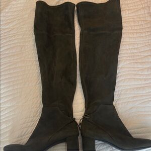 Women's Over-the-Knee Suede Boots in Dark Olive